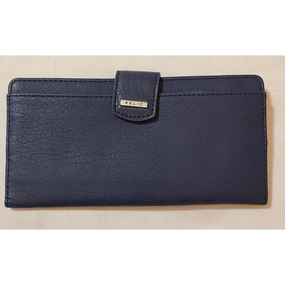 Relic Blue Wallet 4"x8"  Womens Vegan Leather CC ID Holder Coin Money Organizer - Picture 1 of 5